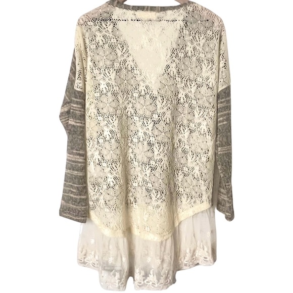 Anthropologie A’Reve Cottagecore Fairycore Ethereal Neutral Gauzy Lace Cardigan - Picture 6 of 14